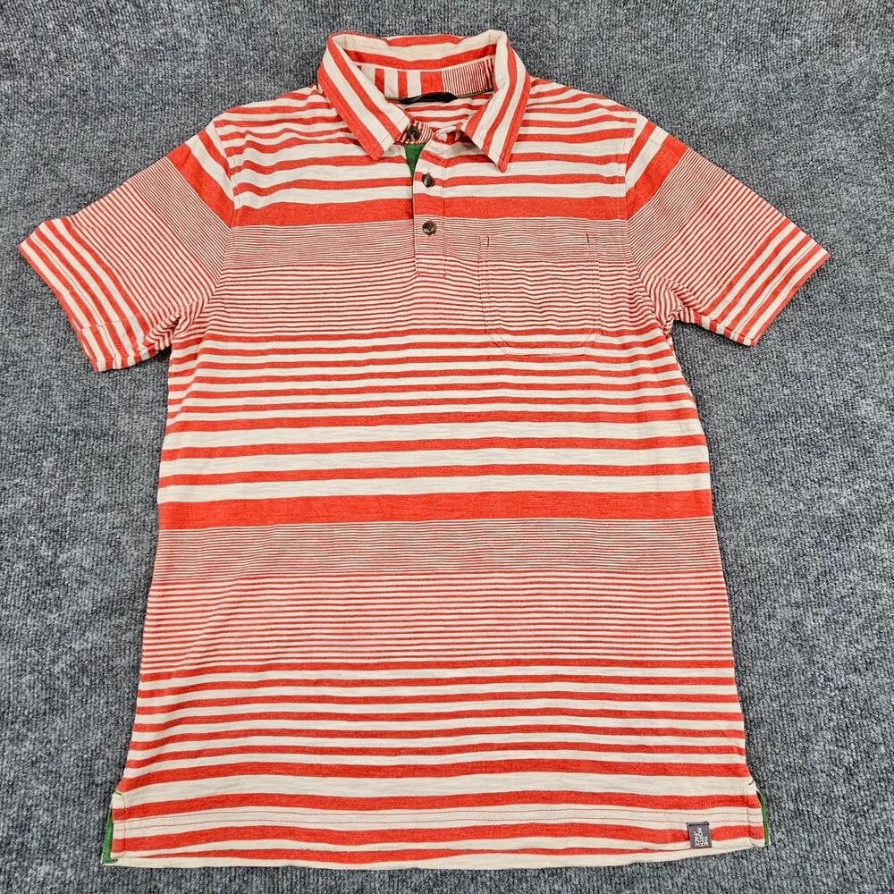 The North Face Mens Shirt Size Medium Red White Stripes Polo Golf